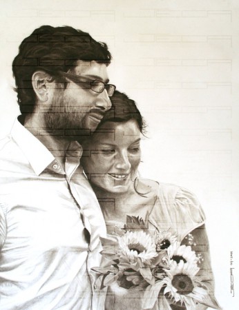 "NOVIOS" 30 x 40 cm. TIZA NEGRA