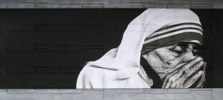 "SOR TERESA". 73 x 32.5 cm. TIZA NEGRA/CARBÓN/GRAFITO.
