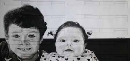 "Hermanos" 35 x 70 cm . Tiza Negra